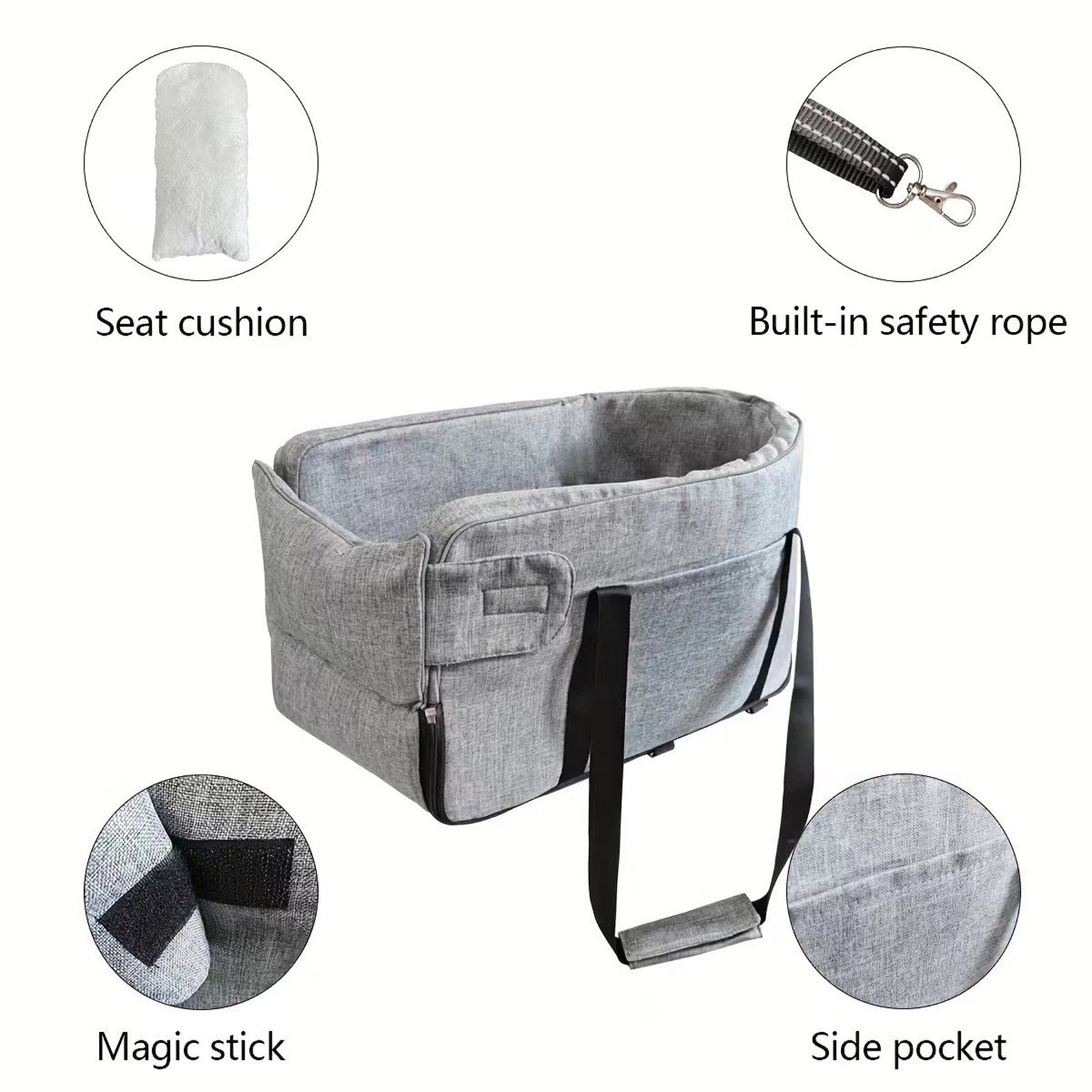 Multi-Function Small Dog Car Seat Center Console & Carrier - Sturdy Console Dogs Car Seats for Small Dogs & Cats, Pet Dog Bed for Cars Back Seat
