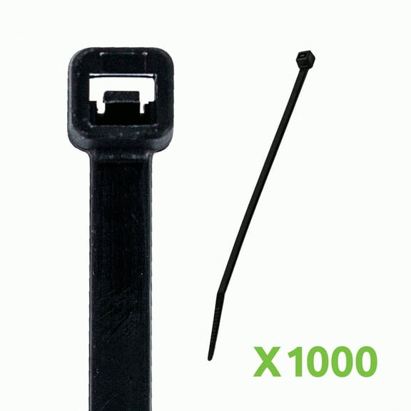 NavePoint 12 Inch Nylon UV Resistant Cable Wire Zip Tie 120 lbs - Black 1000 Pack Lot Pcs Qty