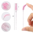 thumbnail image 2 of 50 Pcs Disposable Mascara Wands, Crystal Eyebrow Spoolies Brush for Eyelash Extensions, Pink Eye Lash and Makeup Brush, 2 of 7
