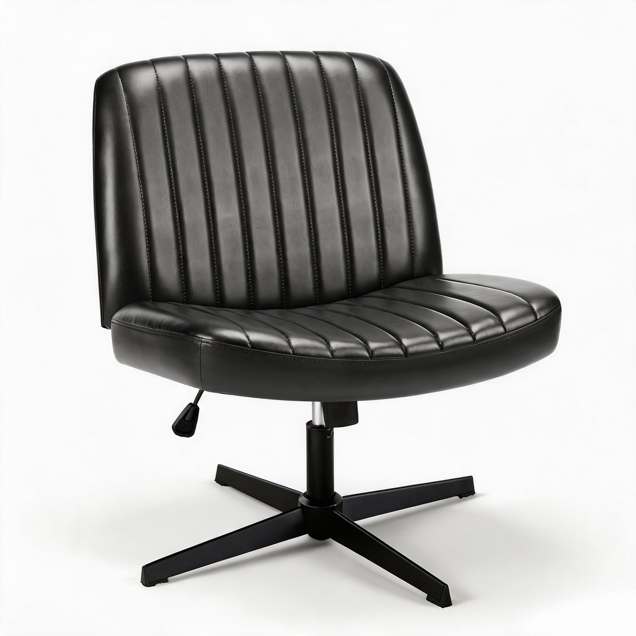 Cross-Legged Armless Swivel Chair without Wheels for Home Office