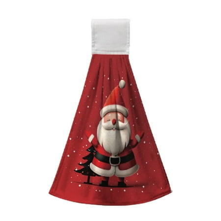MOPOOR Christmas Hanging Kitchen Towels Winter Buffalo Truck Christmas Tree Handkerchiefs with Hanging Rings Grid Christmas Plates Tie Towels Bathroom Quick Drying Towels
