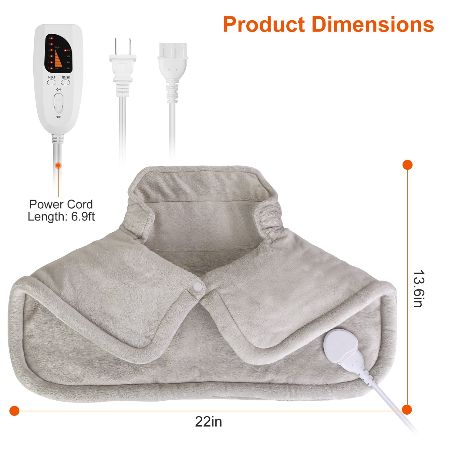 Electric Heating Wrap for Shoulder, Large Weighted Heating Pad for Neck and Shoulders with 6 Temperature Settings 4 Timer Modes Machine Washable