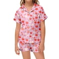 thumbnail image 2 of CONZONE Big Girls Pajama Set Short Sleeve Button Down Shirt and Shorts Floral Print Soft Sleepwear 2 Piece Pjs Set Size 10-11 Years, 2 of 4