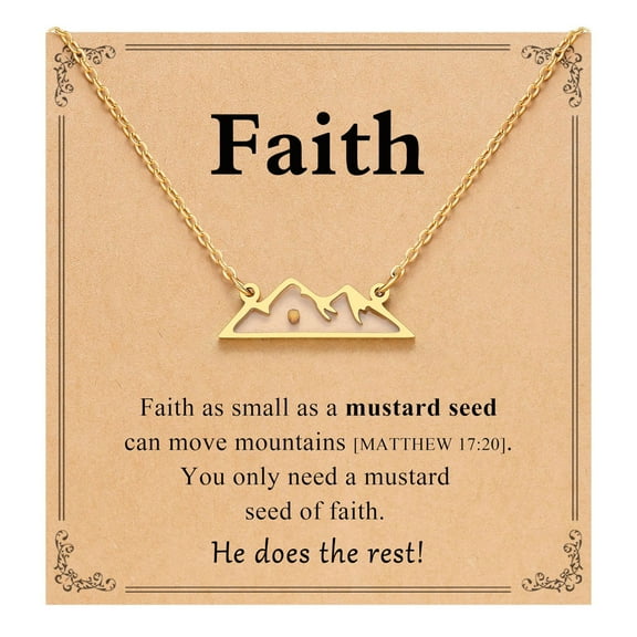 Mountain 216 Stainless Steel Mustard Seed Pendant Necklaces for Women Golden 17.72 inch(45cm)