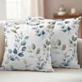thumbnail image 2 of 2 Pack Outdoor Waterproof Throw Pillow Covers,Farmhouse Watercolor Eucalyptus Leaves Decorative Square Patio Pillowcases for Chair Couch Sofa 16x16in, 2 of 9