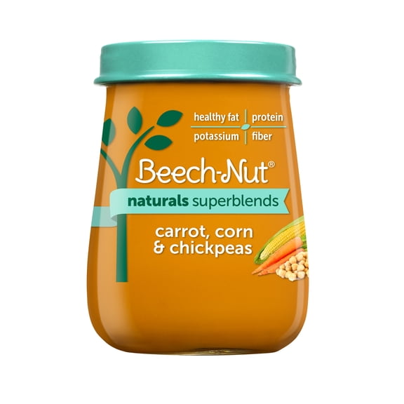 Beech-Nut Naturals Superblends Stage 3 Baby Food, Carrot Corn & Chickpea, 4 oz Jar