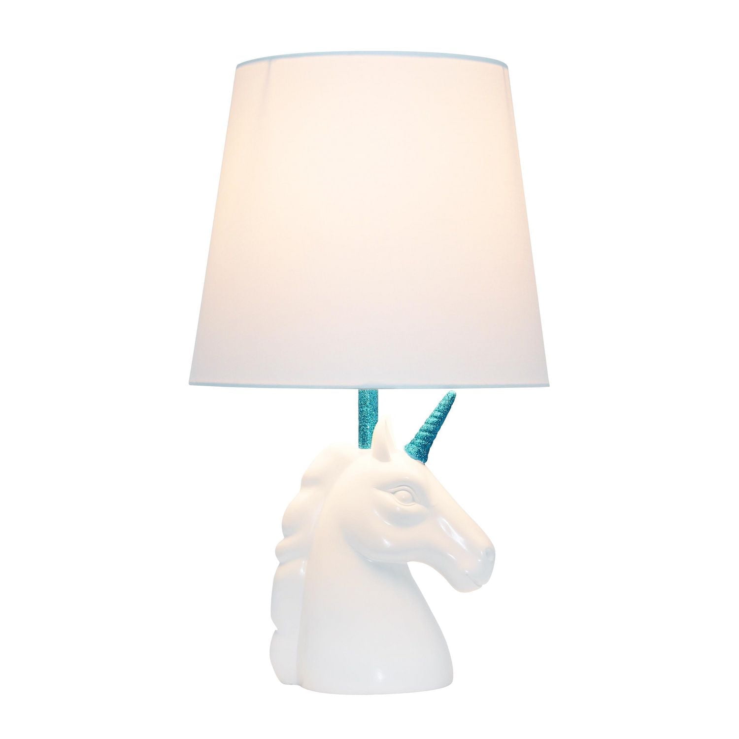 Simple Designs Lampe de table licorne blanche étincelante