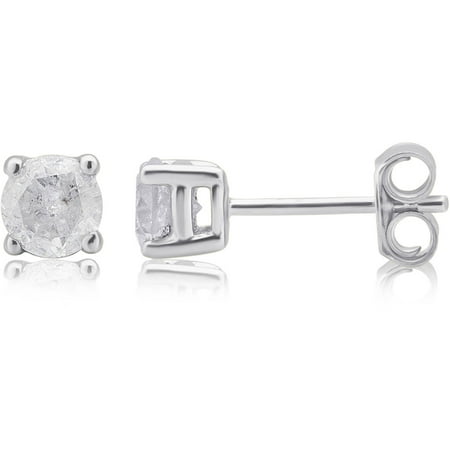 1 1/2 Carat T.W. Round White Diamond 14kt White Gold Stud Earrings comes in box, IGL certified