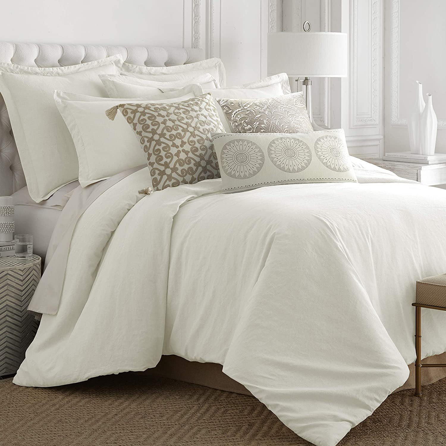 Levtex Home 100 Linen King Duvet Cover Washed Linen in Cream