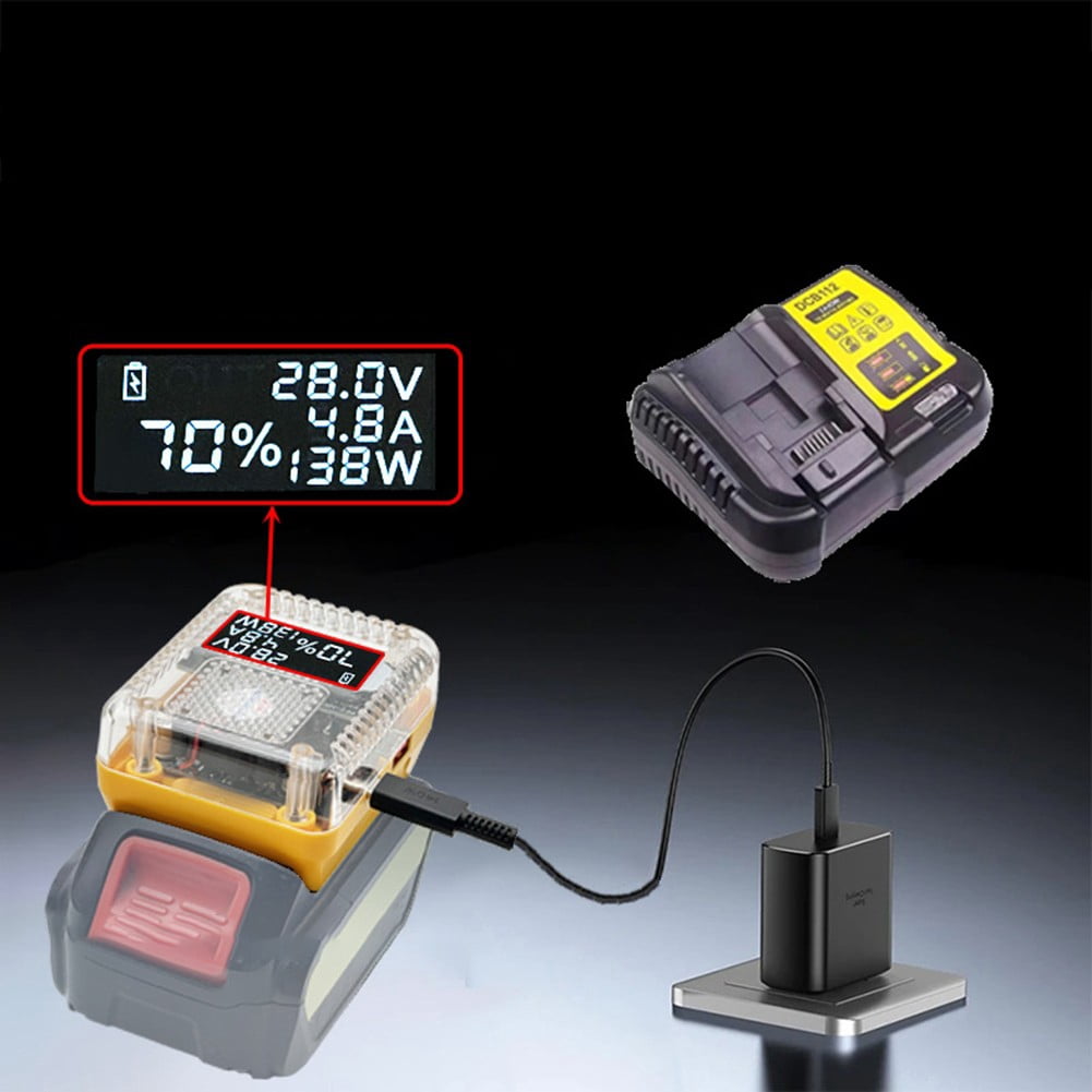 Lithium Battery Adapter Converter Charger Digital Display For DEWALT Battery