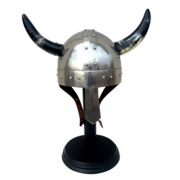 Norman Spangen Medieval Armour Helmet Reenactment Table Top With Wooden Stand