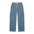 thumbnail image 4 of CONZONE Womens Cargo Pants Straight Leg Baggy Pants for Women Drawstring Fall Winter Trousers with Pockets, 4 of 4