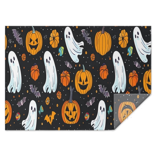 Rectangle Table Cover Spooky Halloween Ghost Bat spider Table Cloth,Modern Foldable Table Covers for Picnic Gathering Halloween Fall Thanksgiving Christmas