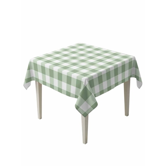 Sage Green Buffalo Plaid Table Cloth, Green White Checkered Farmhouse Waterproof Tablecloth for Square Tables, Reusable Washable Fabric Table Cover for Restaurant Kitchen Dining Tables 54"x54"