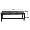 thumbnail image 4 of DecMode Leather Handmade Woven Bench with Teak Wood Frame, Black, 4 of 16