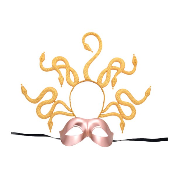 Diadema de serpiente Medusa para cosplay, tocado para el pelo con máscara, disfraz para cumpleaños Rosa