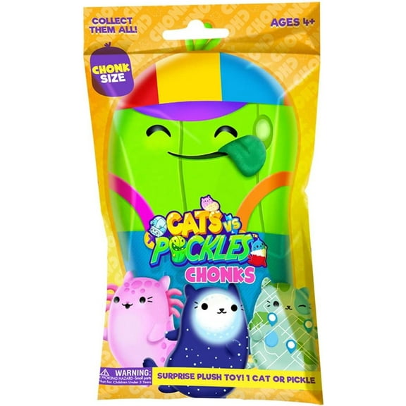 Cats Vs. Pickles Chonks Bean Filled Plush Mystery Pack (Gold,1 RANDOM Cat OR Pickle!)