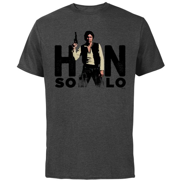 Star Wars Han Solo Letter Replacement Blaster - Short Sleeve Cotton T-Shirt for Adults - Customized-Charcoal