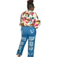 thumbnail image 3 of Women's Plus Size Distressed Flare Denim Pants, 3 of 6