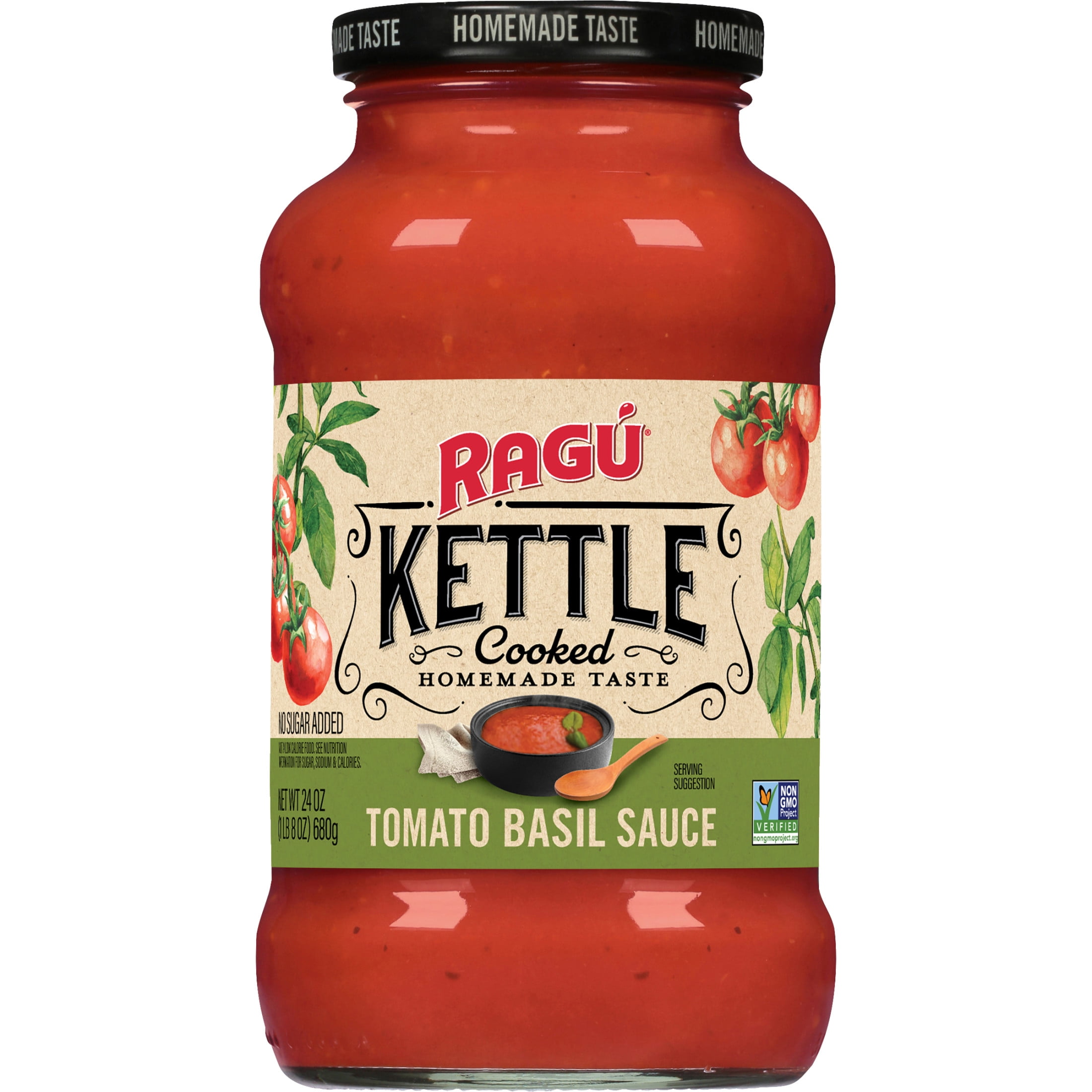 (2 pack) RAGU Kettle Cooked Tomato Basil Pasta Sauce, 24 oz