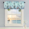 thumbnail image 5 of Summer Anchor Window Valance for Kitchen, Retro Teal Orange Ocean Corals Starfish Coastal Rod Pocket Short Curtain for Small Windows, Light Filtering Decorative Valance, 56 x 16 Inch, 5 of 9