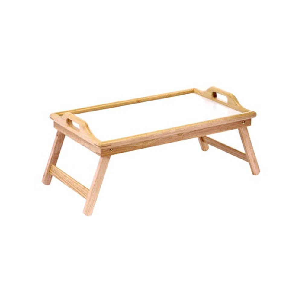 Home & Loft Bamboo/White Folding Breakfast In Bed Tray With Handles