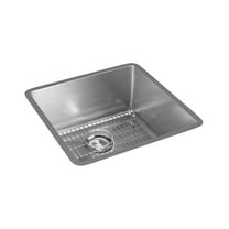 Elkay Crosstown Stainless Steel 18-1/2" x 18-1/2" x 9", Single Bowl Undermount Sink Kit