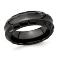 thumbnail image 1 of Mens or Ladies Black Titanium Faceted Edge Wedding Band Ring (8mm), 1 of 4