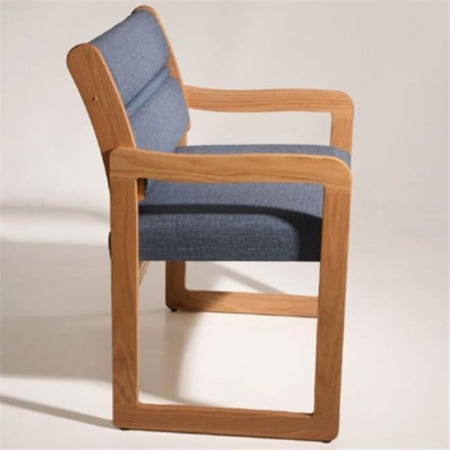 Valley Collection Three Seat Bariatric Chair with Center Arms & Sled Base, Light Oak Wood Finish with Watercolor Green Fabric