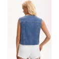 thumbnail image 4 of DARING DIVA Women's V Neck Button Up Sleeveless Cropped Denim Vest S Light Blue, 4 of 7