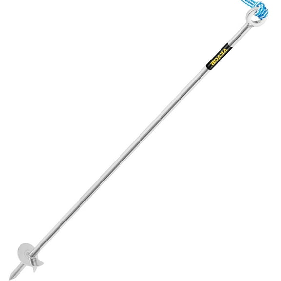 316 Stainless Steel Screw Anchor, 36" Length - for PWC, Pontoon & Kayak - Removable Handle & Bungee Rope - Beach & Sandbar Use
