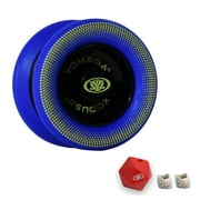Yomega Xodus II YoYo Includes Roller Bearing Technology, Rubber Rims and Wing Shape Design  Professional Responsive YoYos Intermediate Level Play - Includes 2 extra string and dice (Black Blue)
