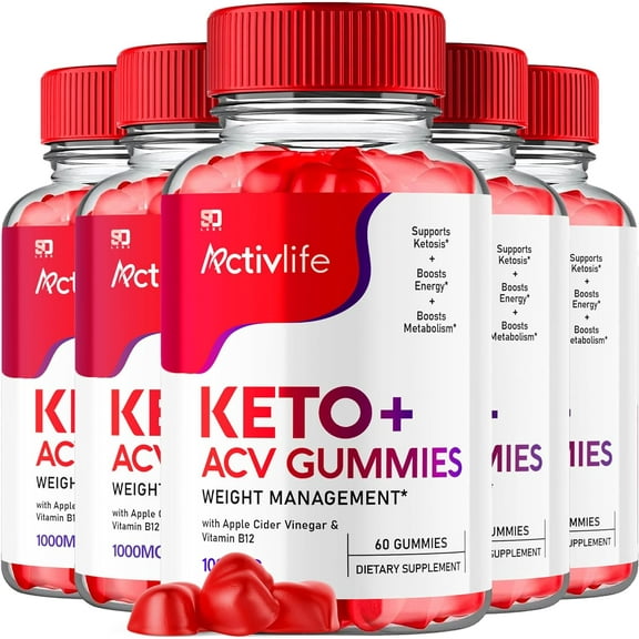 (5 Pack) Activlife Keto Gummies - Apple Cider Vinegar Supplement for Energy & Focus - Dietary Supplement Gummies with Apple Cider Vinegar Folate Vitamin B12 B6 Beet Root (300 Gummies)