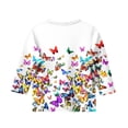 thumbnail image 3 of Iaqnaocc Shirts for Child Girls Size 7 3/4 Sleeve Cute Floral Print T-Shirts Girls Fashion Crew Neck Blouses Basic Casual Clothes for Teen Girls White 6-7 Years, 3 of 4
