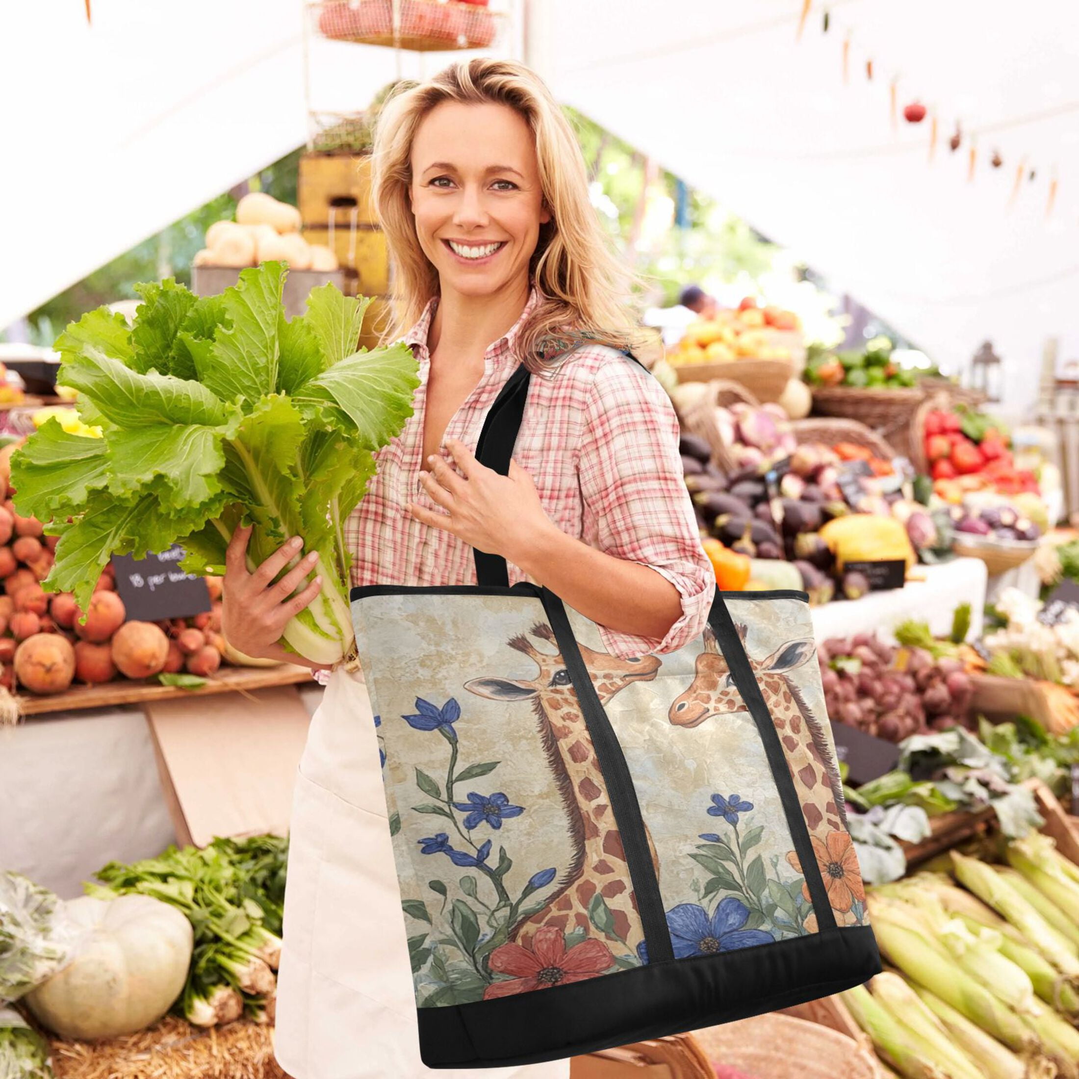 Large Hand-held Ice Pack Picnic Bag Insulation and Refrigeration Suitable for Shopping Picnics and Camping Two Giraffes
