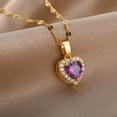 thumbnail image 3 of Collar de corazón de cristal rosa para mujer, collares de corazón de amor de acero inoxidable, cadena de boda estética, collar de regalo de joyería, 3 of 4