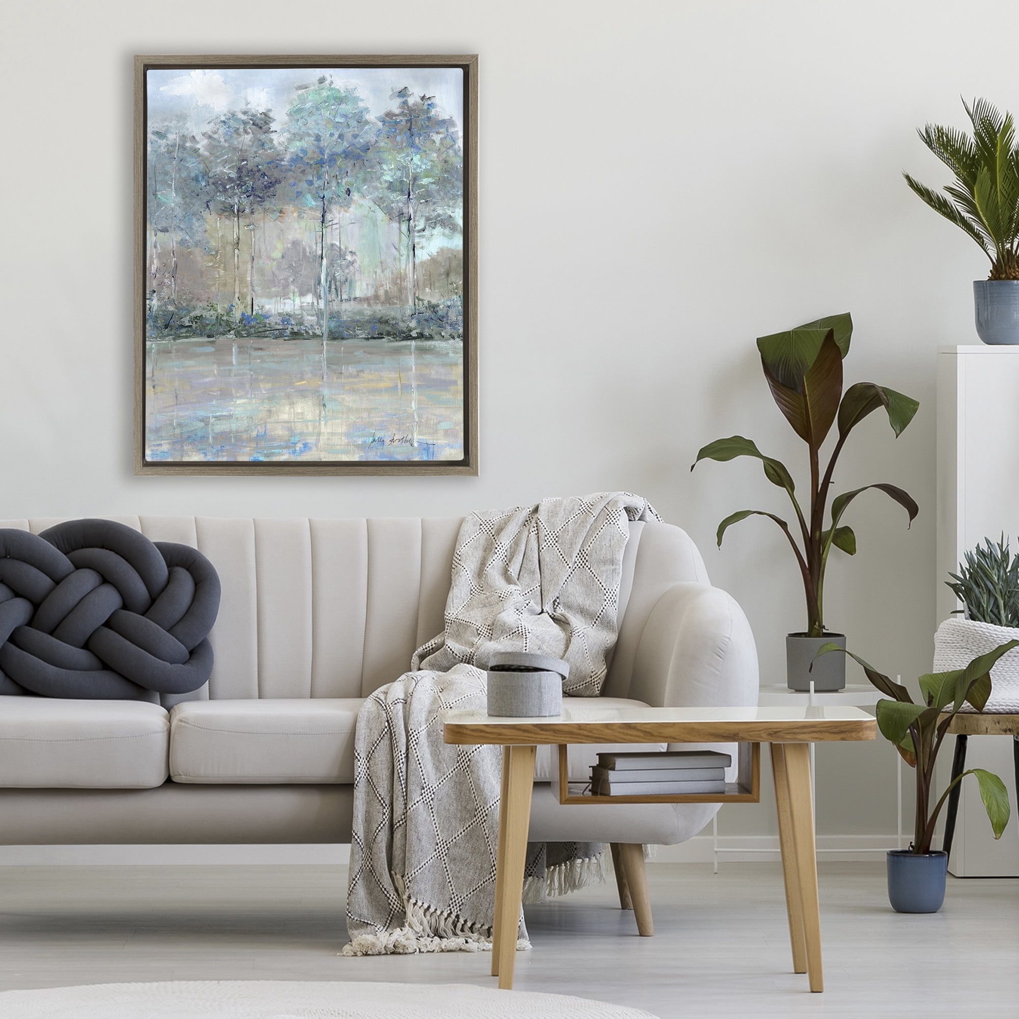 Stupell Industries Subdued Expression of Trees Brown Framed Floater Canvas Wall Art, design by Sally Swatland