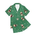 thumbnail image 5 of Cavosen Christmas Two Piece Lounge Set for Women Pajamas Xmas Cute Santas Snowflake Print Sleepwear Outfits with Pocket Button down Lapel Neck Short Sleeve Tops Short Pants Nightwear Soft Pjs, 5 of 6