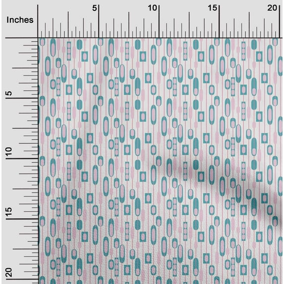 oneOone Georgette Viscose Fabric Stripe & Geometrical Shapes Geometric Print Sewing Fabric BTY 42 Inch Wide