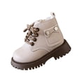 thumbnail image 5 of HAOTAGS Girls Martin Boots, Side Zipper Lace Up Soft Sole Non Slip Short Princess Boots for Kids Students Beige Size 12 Little Kids, 5 of 8