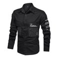 thumbnail image 1 of Camisas Y Playeras Camisa militar lavada de manga larga con bolsillo doble de algodón de Color sólido para otoño e invierno para hombre (Black, XL), 1 of 5