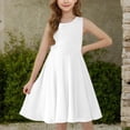 thumbnail image 4 of Girls' Summer Dresses Sleeveless Tank Dress Kids Casual Loose Crewneck White Beach Sundress 8-9 Years, 4 of 7