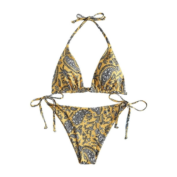 Women's Bathing Suits Halter Bikini Top Floral Print Two Piece