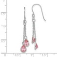 thumbnail image 2 of 925 Sterling Silver Rhodium Plated Pink Cubic Zirconia Teardrop Dangle Earrings 42.5mm long Dangle Earring for Women, 2 of 2