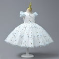 thumbnail image 3 of Vedolay Mini Dress Girls Flower Bead Wedding Dress Pageant Tulle Party Gown,Light Blue 130/8Y, 3 of 5