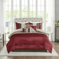thumbnail image 3 of Madison Park 7-Piece Pintuck Bed in a Bag Comforter Set, Queen, Red, Amherst All Season Bedding Set, 3 of 5