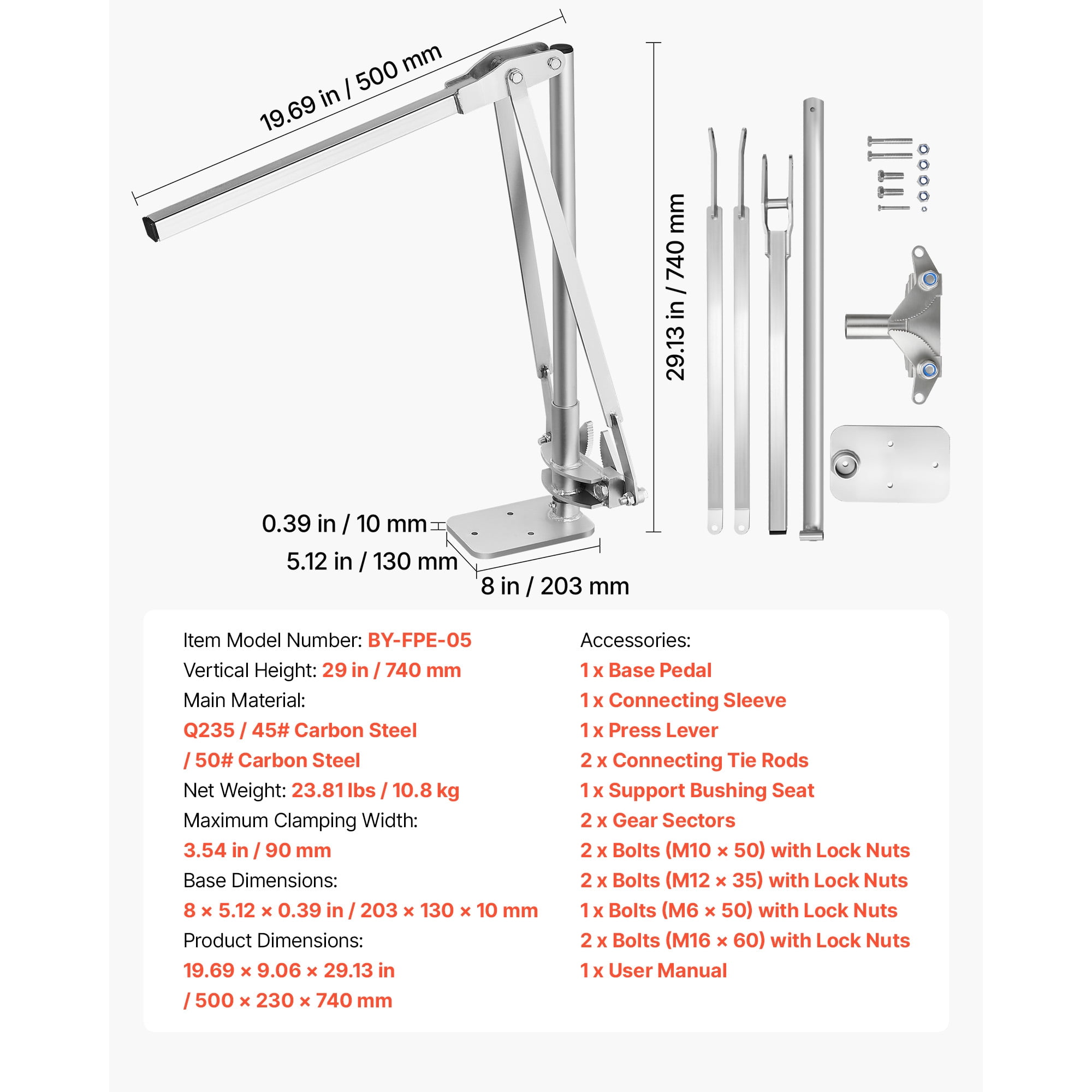 KFFKFF T Post Puller with 3.54 in Max Clamping Width, Durable Steel Jaw Grip, Powder-Coated Surface, Compact Design, Effort-Saving Tool for Removing Rebar Stakes, Wooden Stakes, and Road Signs
