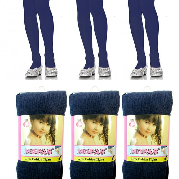 3 Pairs Navy Girls Kids Footed Tights Dance Stockings Pantyhose Ballet XL 11-14
