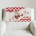 thumbnail image 4 of COEQINE Non-Slip Recliner Headrest Cover PU Leather Washable Head Rest Covers for Recliner Chair with Hook and Loop Straps for Home & Office, 17x27 Inch, Snowman Candy White Red, 4 of 7