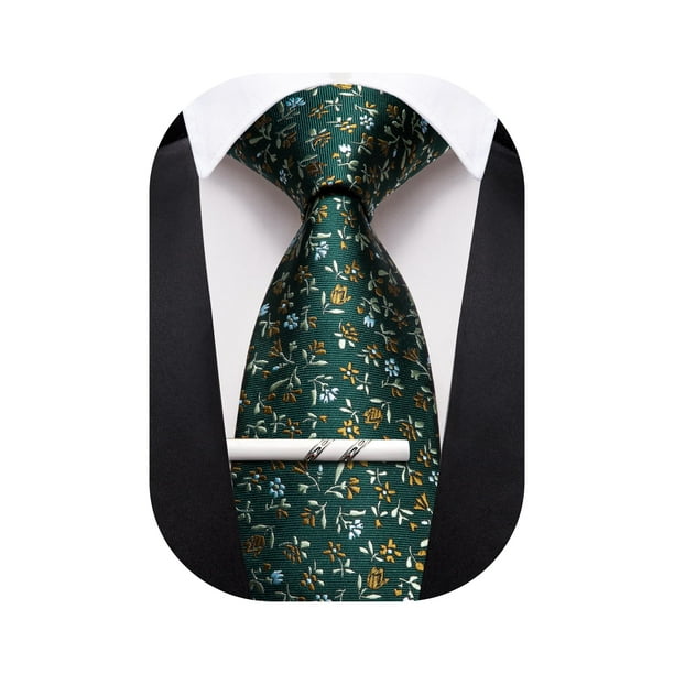 Corbata Barry.Wang con estampado floral verde esmeralda, 150 cm x 8,5 cm